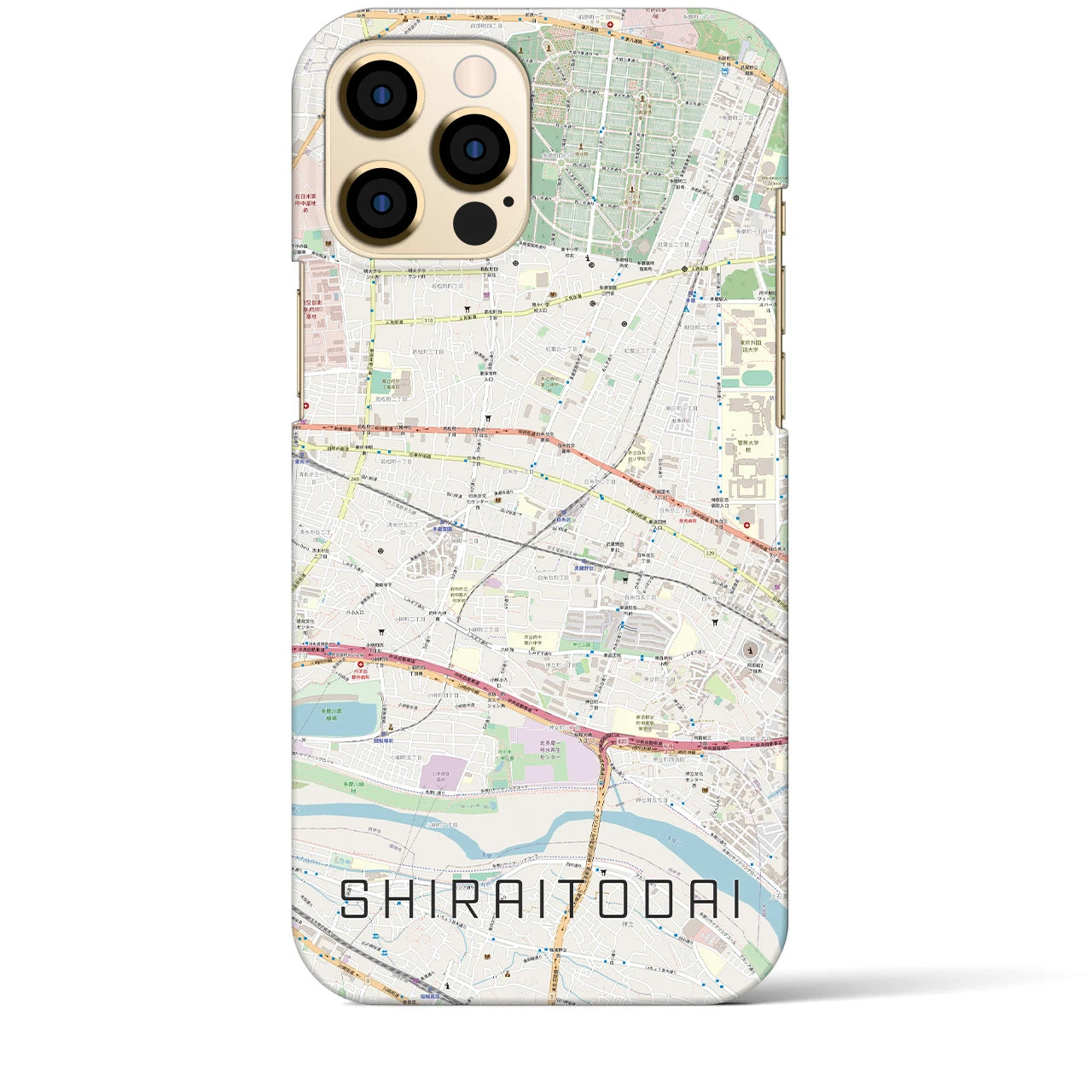 【白糸台(東京都)】地図柄iPhoneケース(バックカバータイプ)