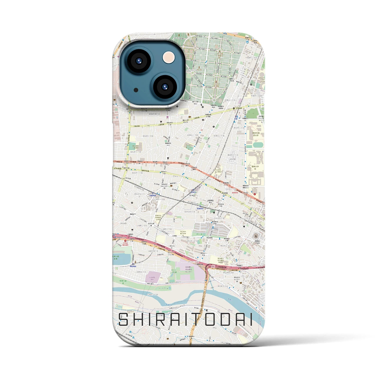 【白糸台(東京都)】地図柄iPhoneケース(バックカバータイプ)