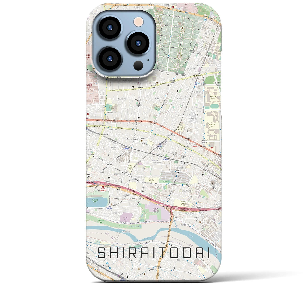 【白糸台(東京都)】地図柄iPhoneケース(バックカバータイプ)