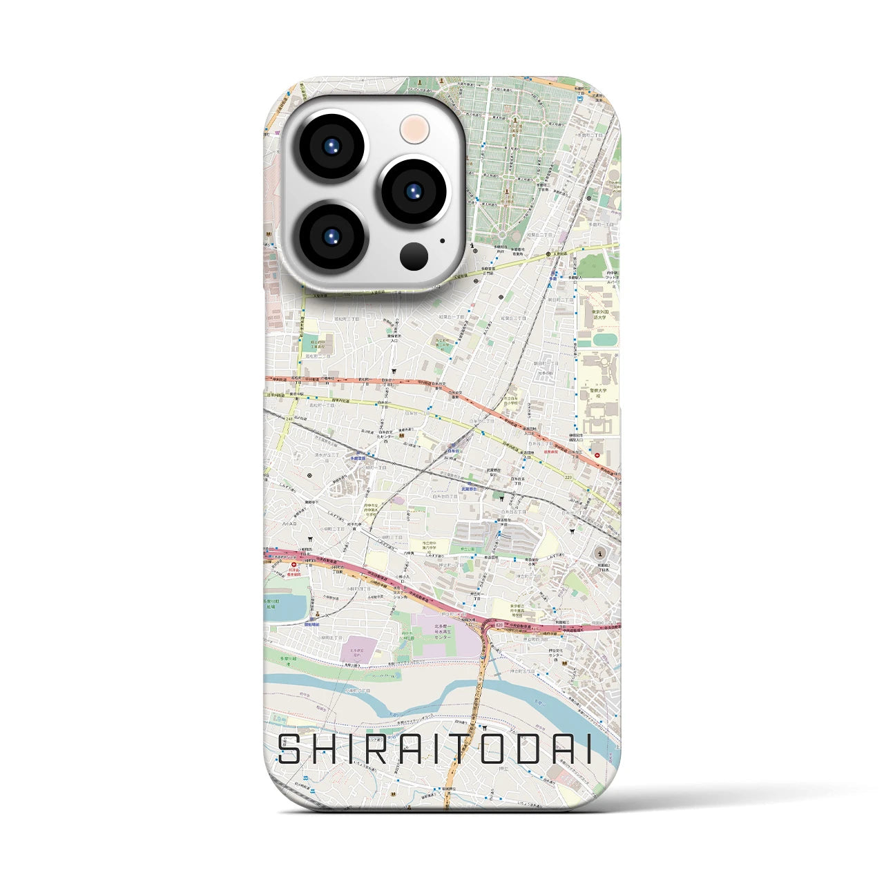 【白糸台(東京都)】地図柄iPhoneケース(バックカバータイプ)