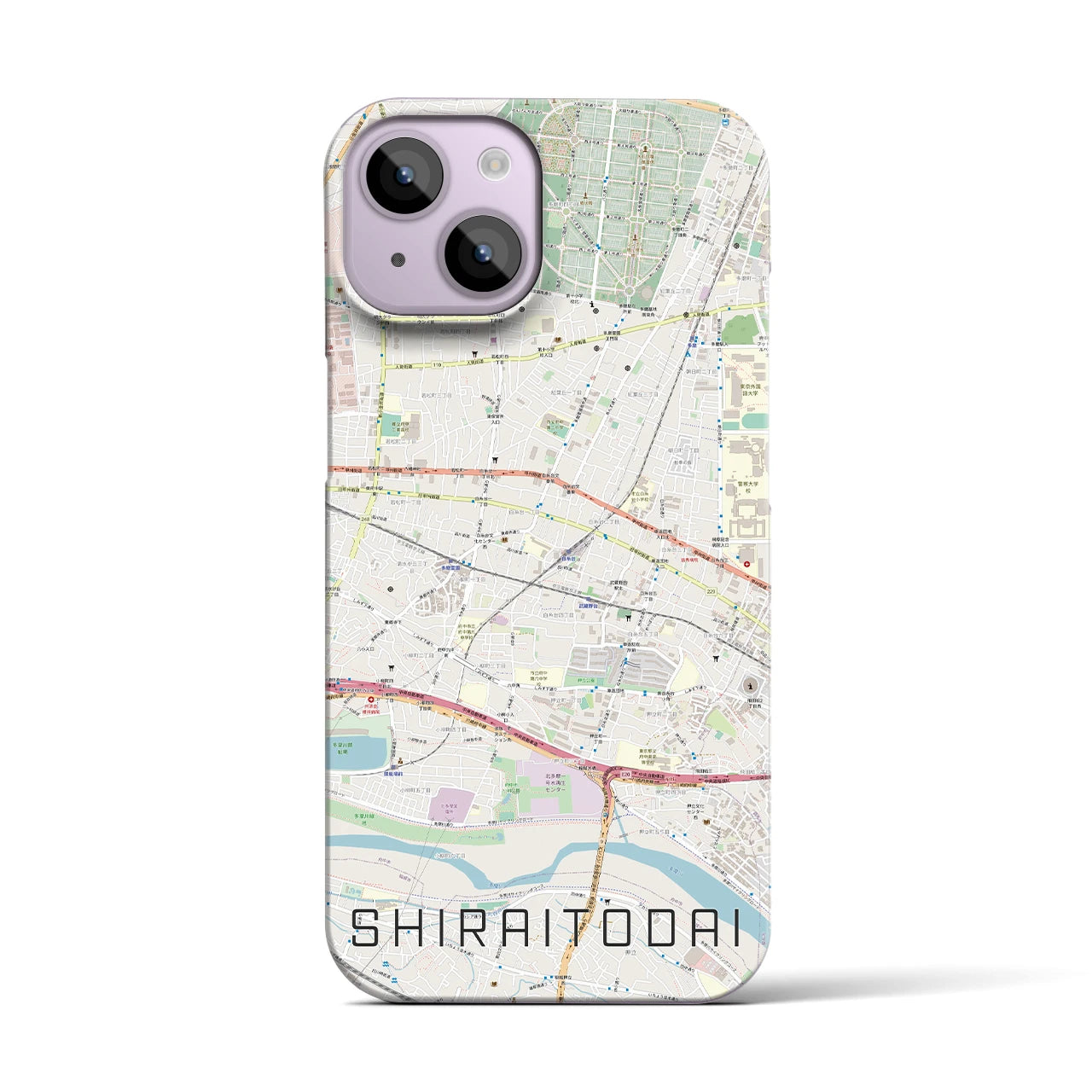 【白糸台(東京都)】地図柄iPhoneケース(バックカバータイプ)