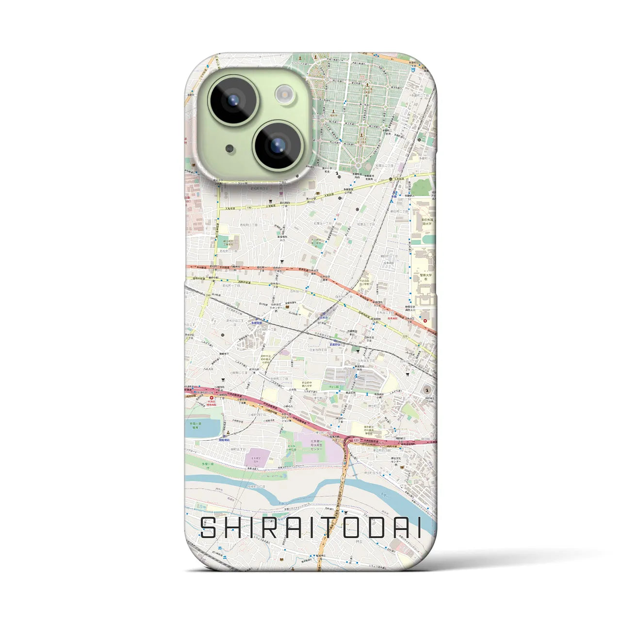 【白糸台(東京都)】地図柄iPhoneケース(バックカバータイプ)