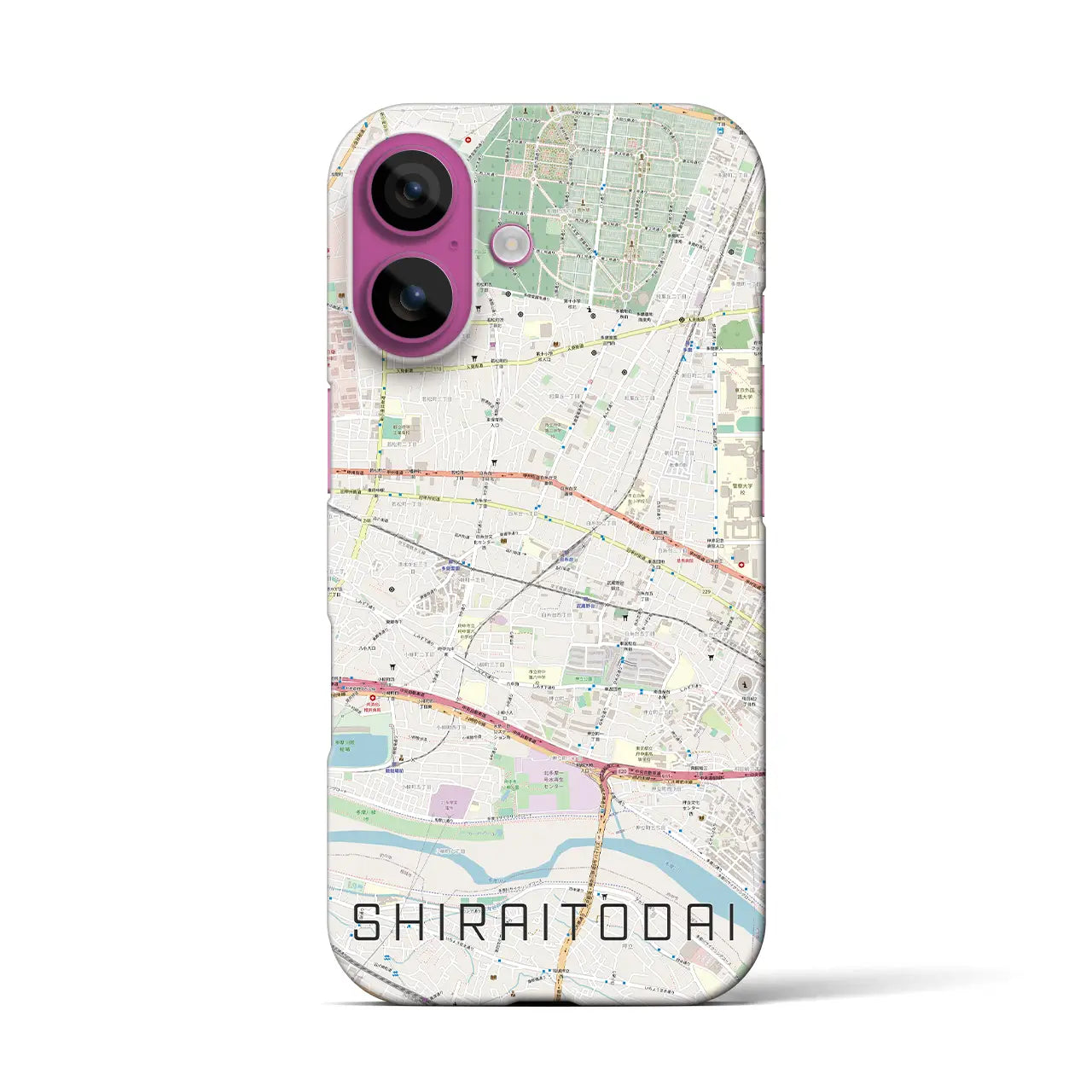 【白糸台(東京都)】地図柄iPhoneケース(バックカバータイプ)