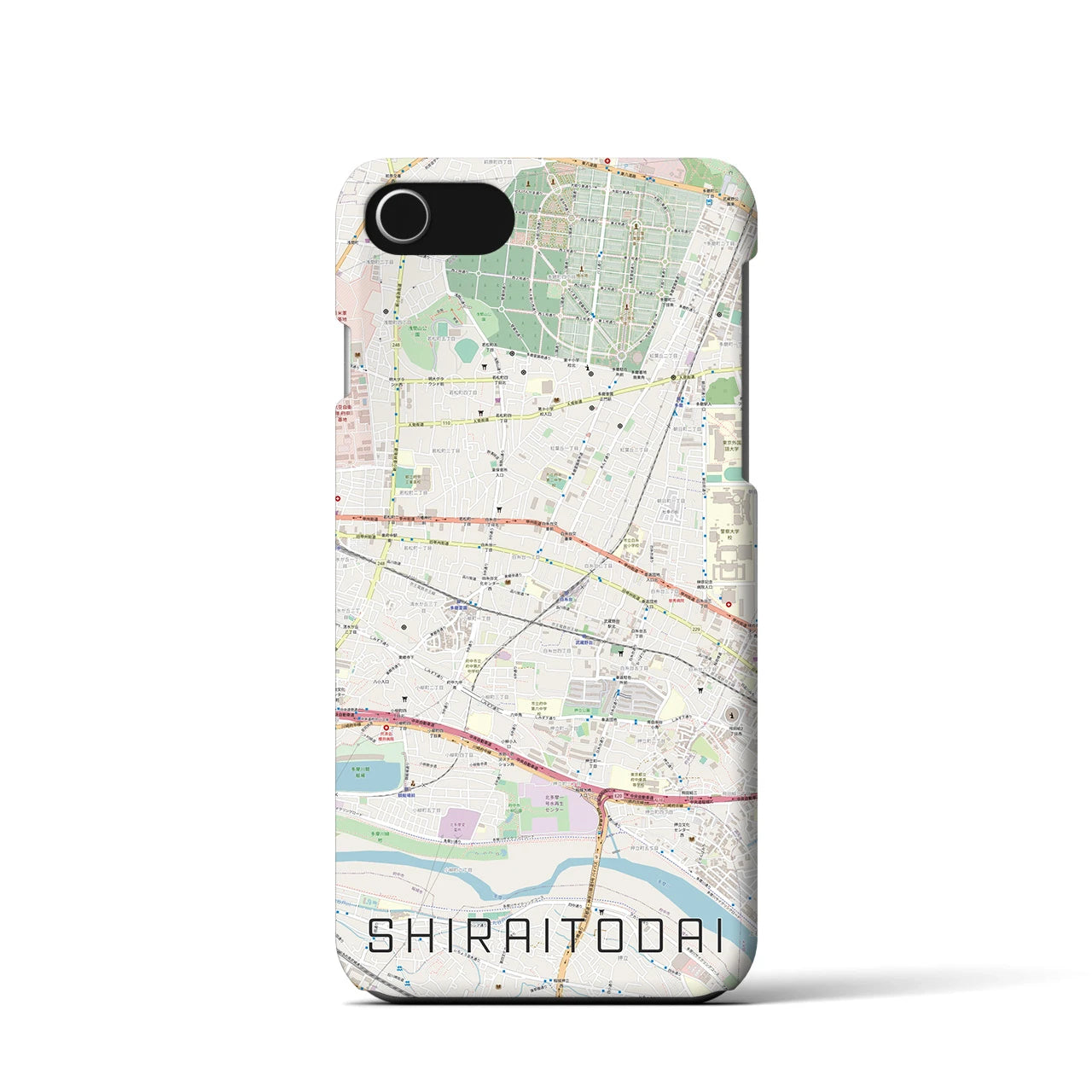 【白糸台(東京都)】地図柄iPhoneケース(バックカバータイプ)