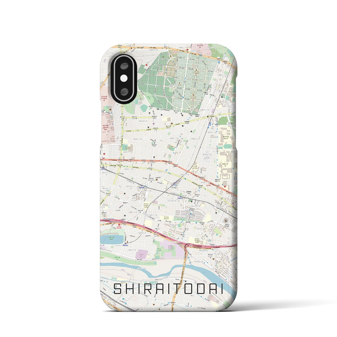 【白糸台(東京都)】地図柄iPhoneケース(バックカバータイプ)