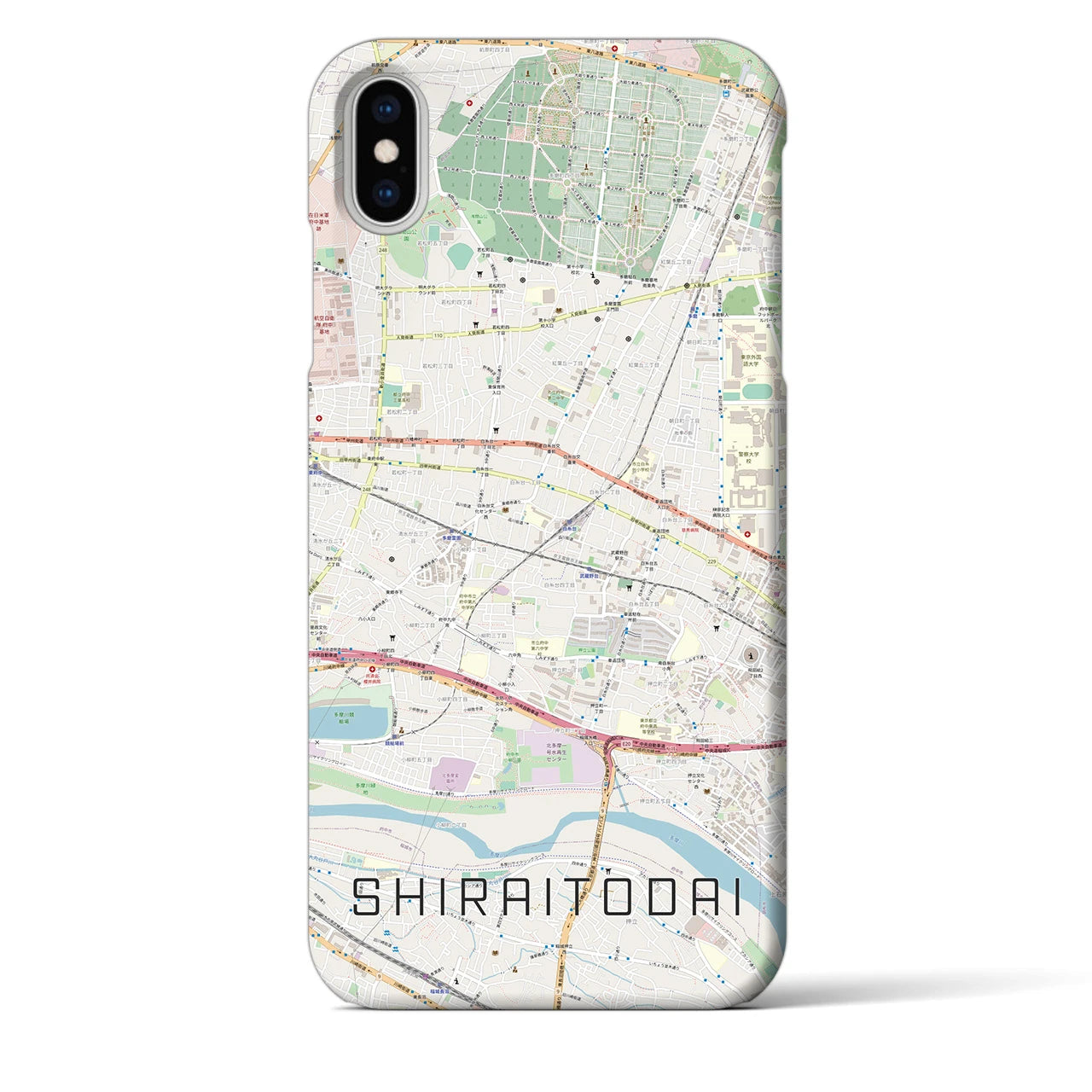 【白糸台(東京都)】地図柄iPhoneケース(バックカバータイプ)