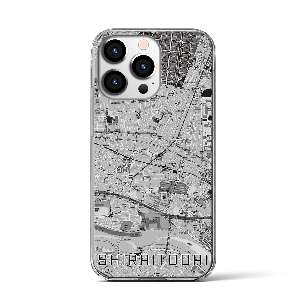 【白糸台(東京都)】地図柄iPhoneケース(クリアタイプ)