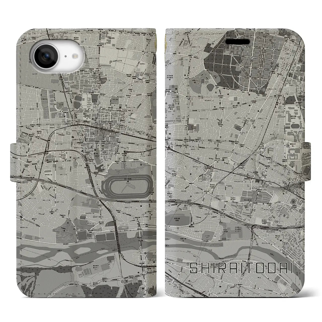 【白糸台(東京都)】地図柄iPhoneケース(手帳タイプ)