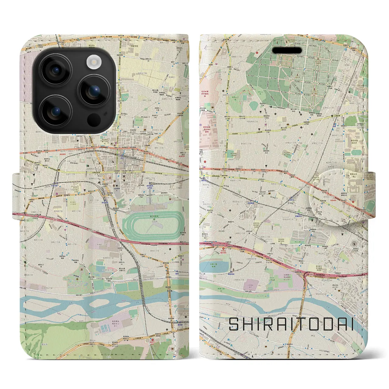 【白糸台(東京都)】地図柄iPhoneケース(手帳タイプ)