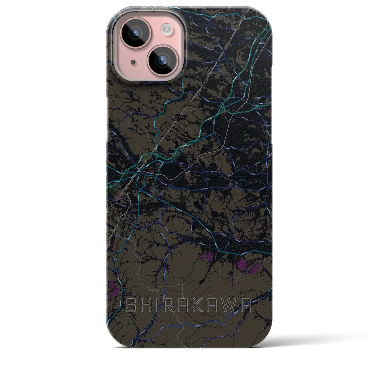 【白河(福島県)】地図柄iPhoneケース(バックカバータイプ)