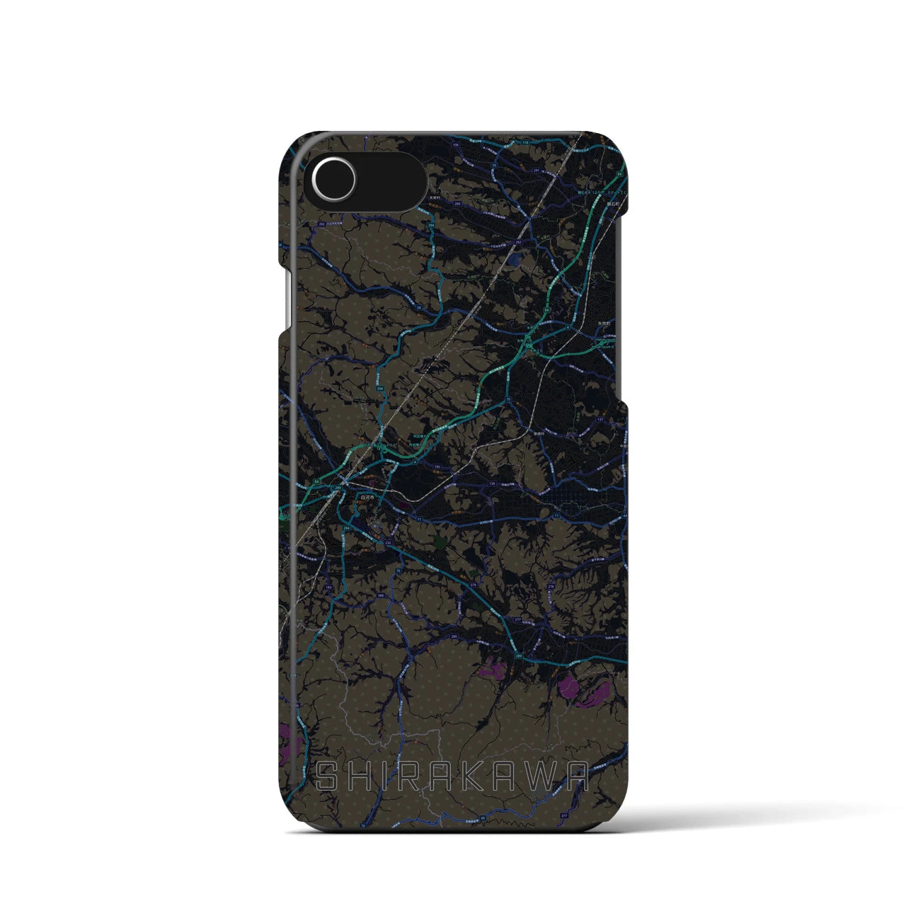 【白河(福島県)】地図柄iPhoneケース(バックカバータイプ)
