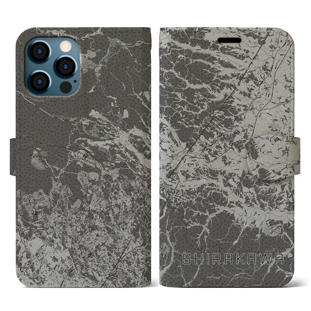 【白河(福島県)】地図柄iPhoneケース(手帳タイプ)