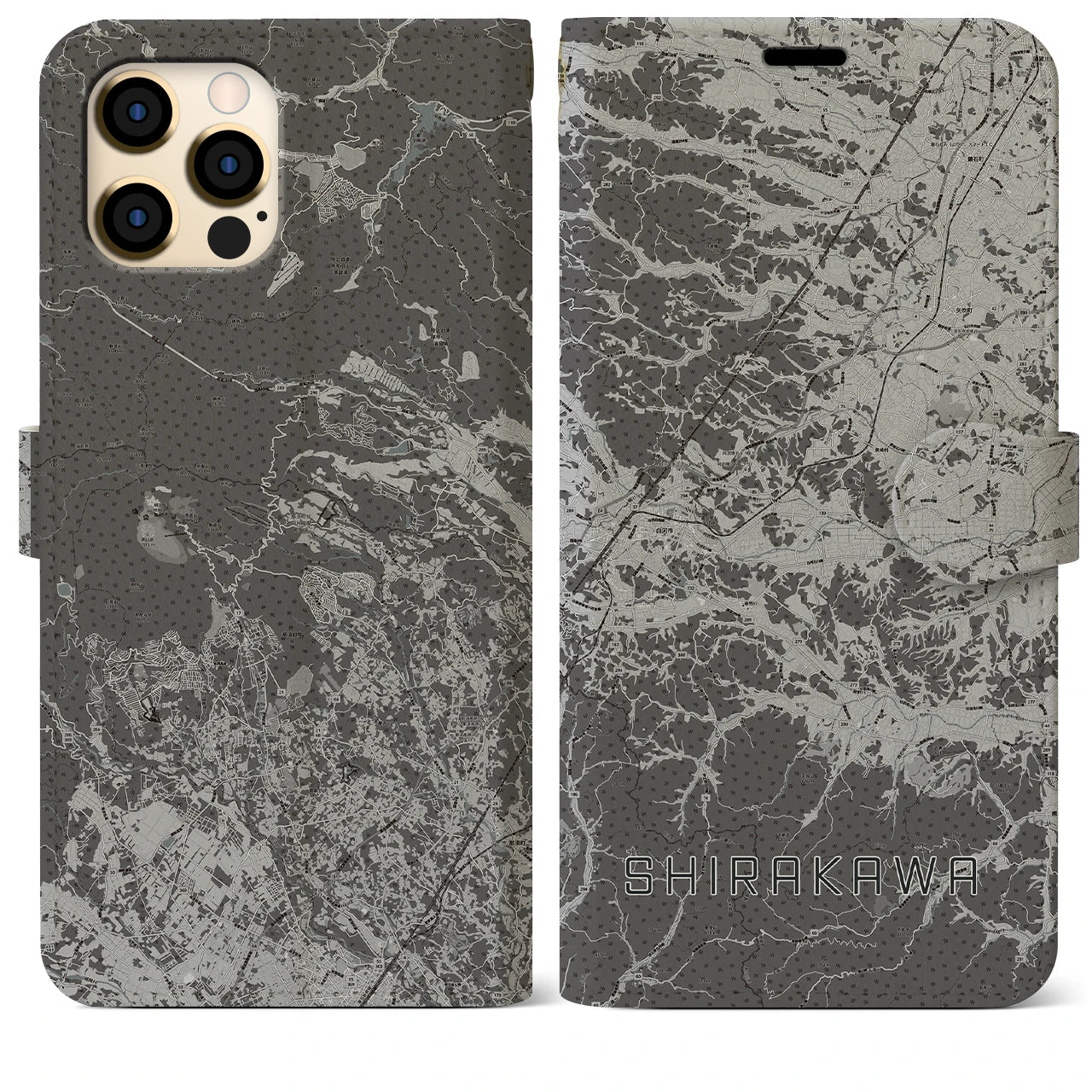 【白河(福島県)】地図柄iPhoneケース(手帳タイプ)