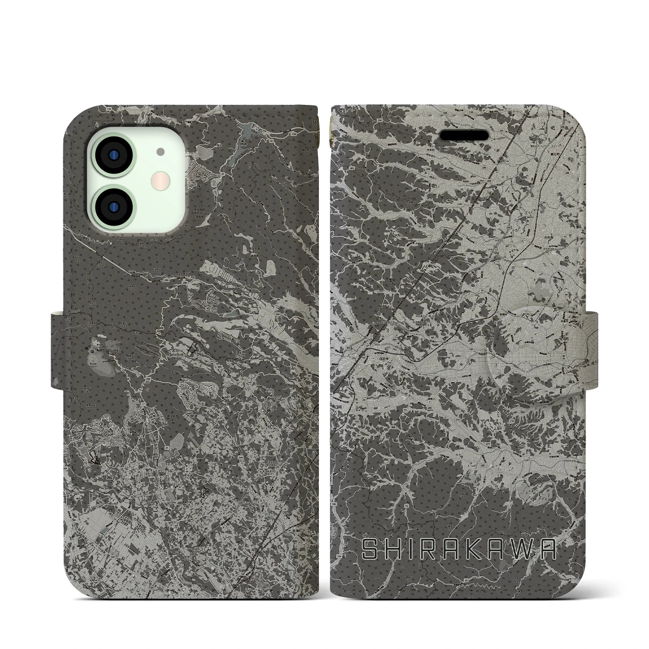 【白河(福島県)】地図柄iPhoneケース(手帳タイプ)