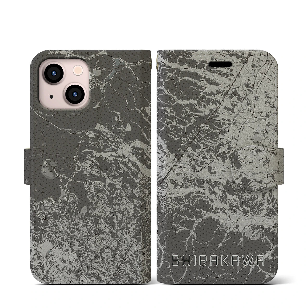 【白河(福島県)】地図柄iPhoneケース(手帳タイプ)