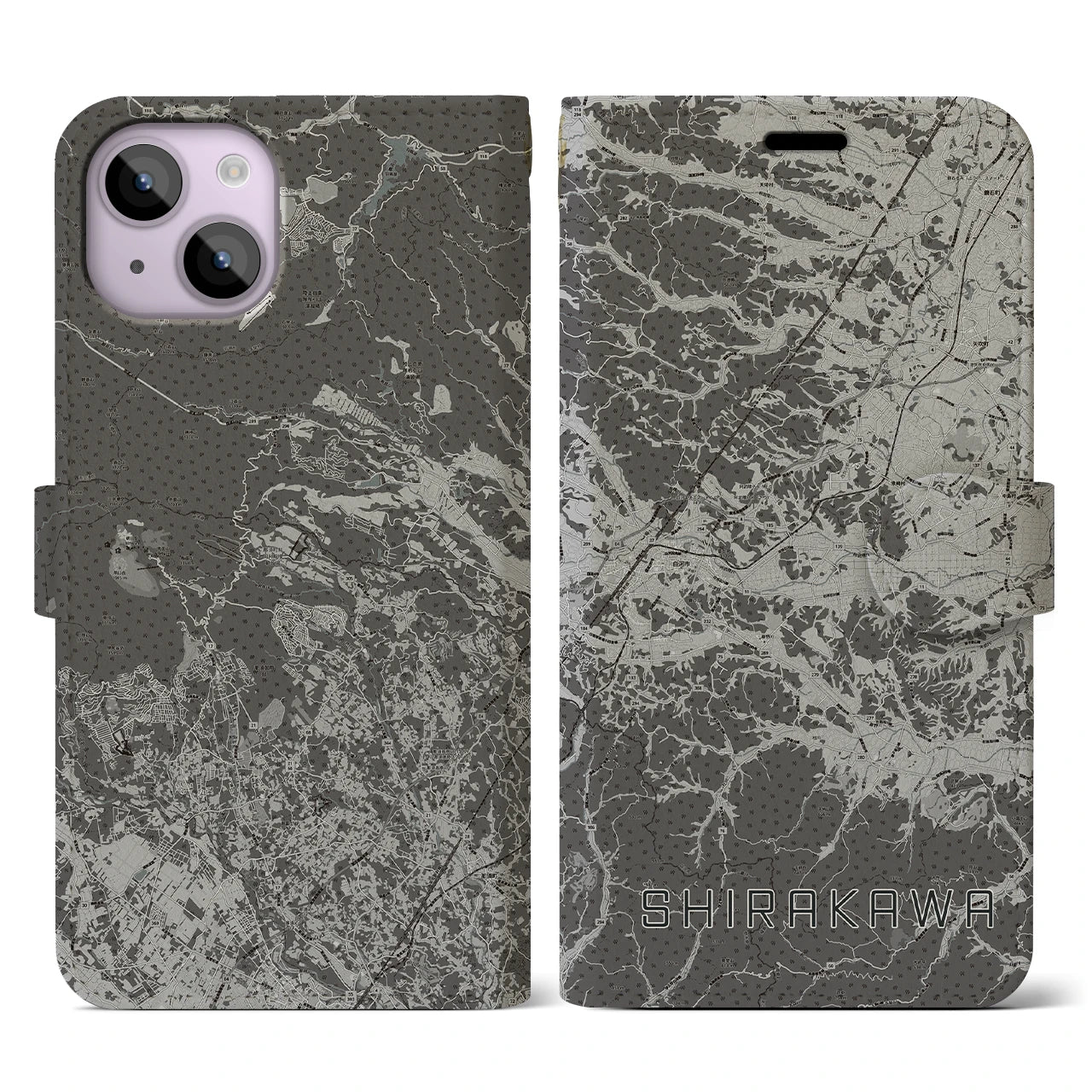 【白河(福島県)】地図柄iPhoneケース(手帳タイプ)