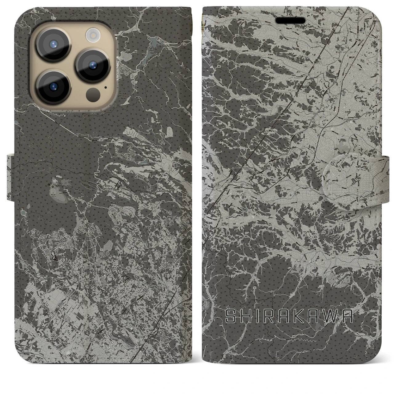 【白河(福島県)】地図柄iPhoneケース(手帳タイプ)