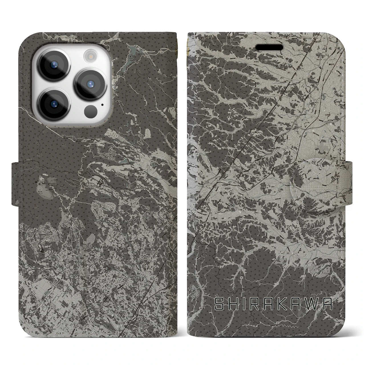 【白河(福島県)】地図柄iPhoneケース(手帳タイプ)