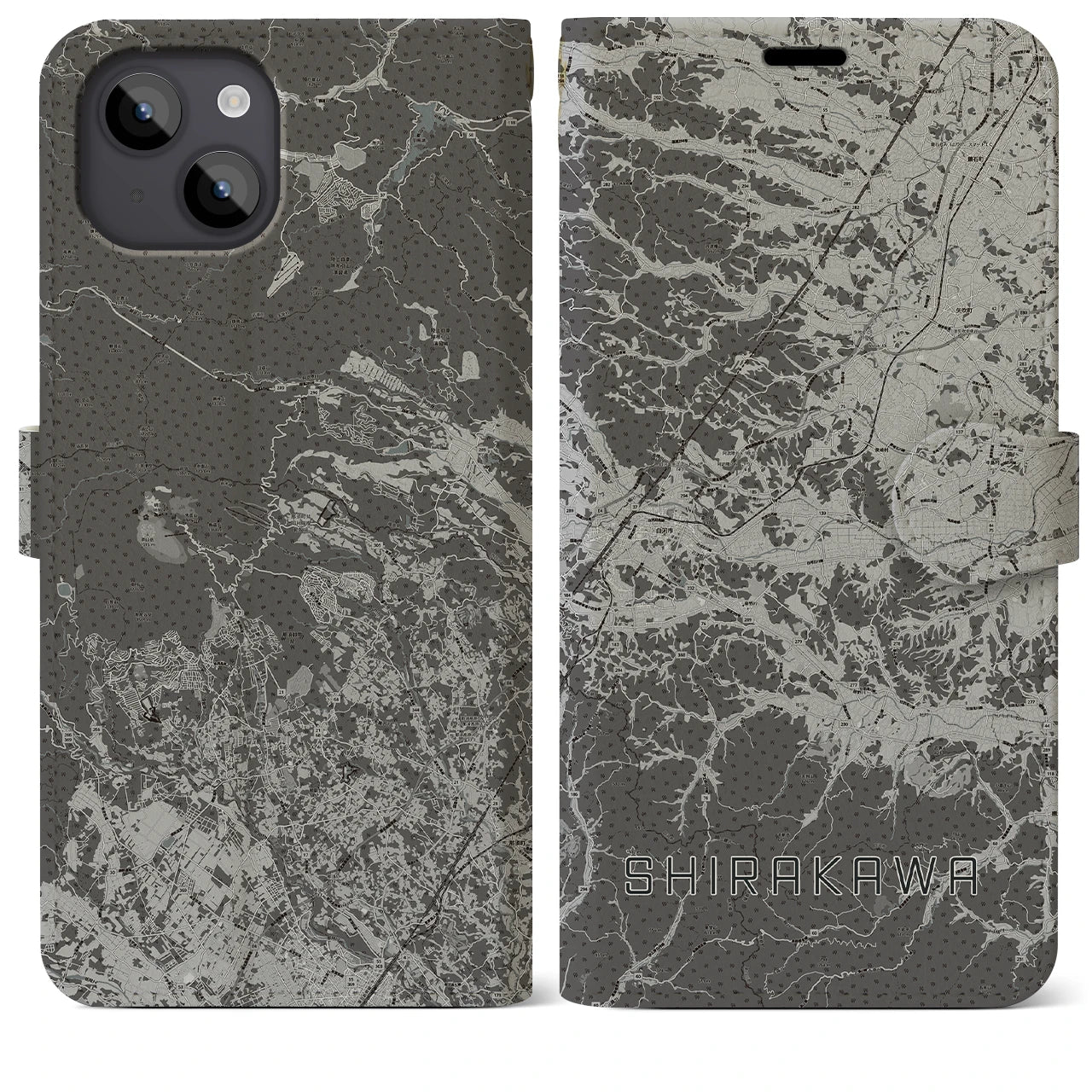 【白河(福島県)】地図柄iPhoneケース(手帳タイプ)