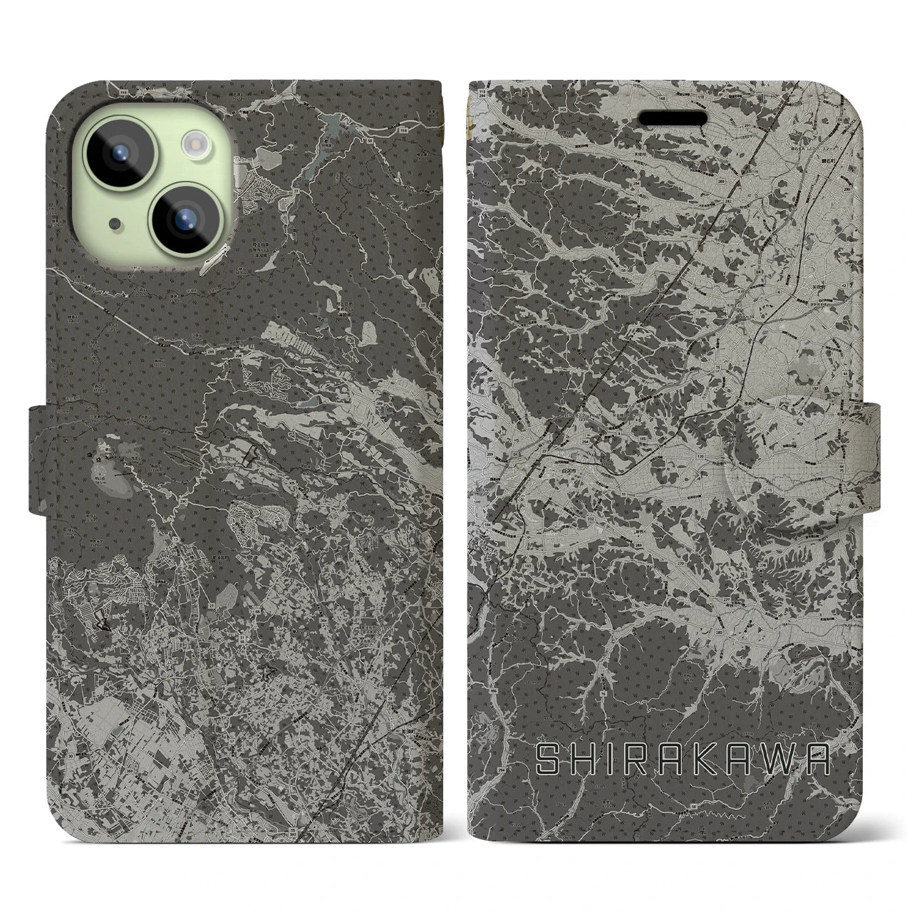 【白河(福島県)】地図柄iPhoneケース(手帳タイプ)