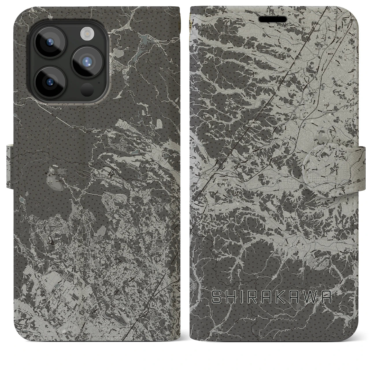 【白河(福島県)】地図柄iPhoneケース(手帳タイプ)