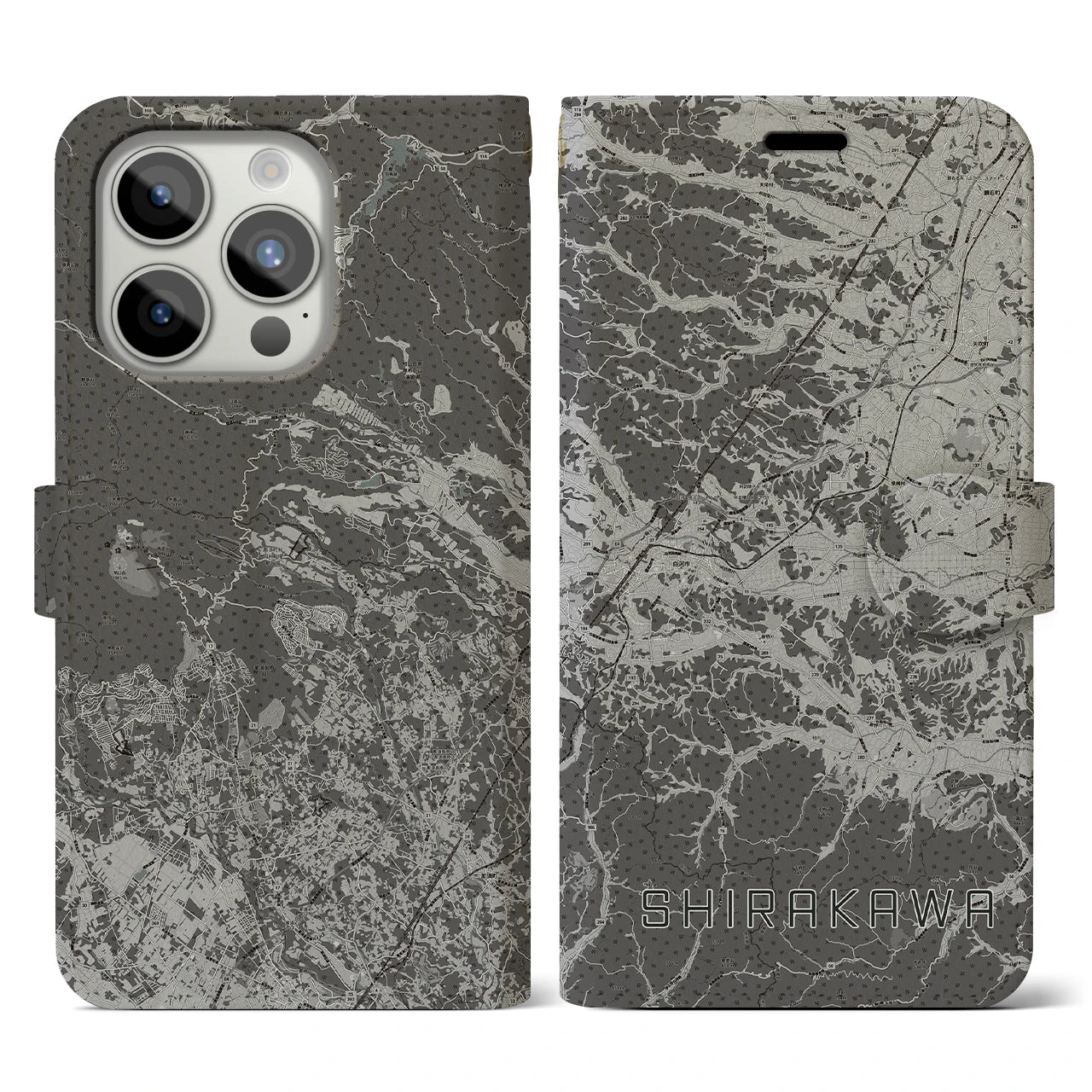 【白河(福島県)】地図柄iPhoneケース(手帳タイプ)