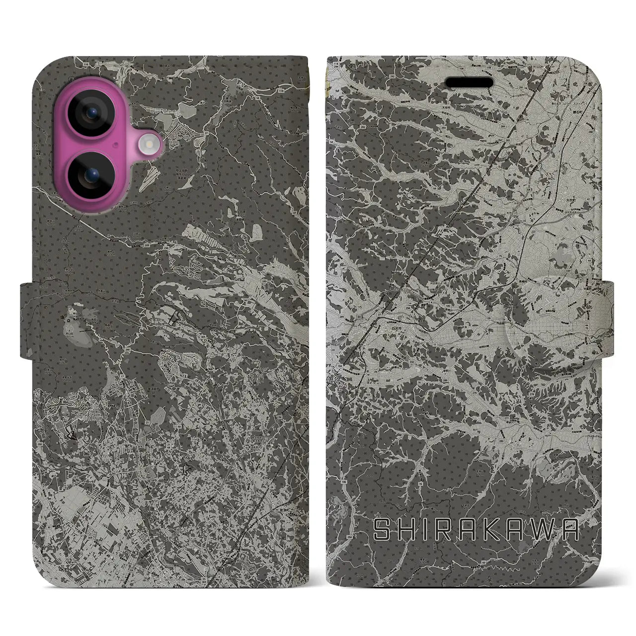 【白河(福島県)】地図柄iPhoneケース(手帳タイプ)