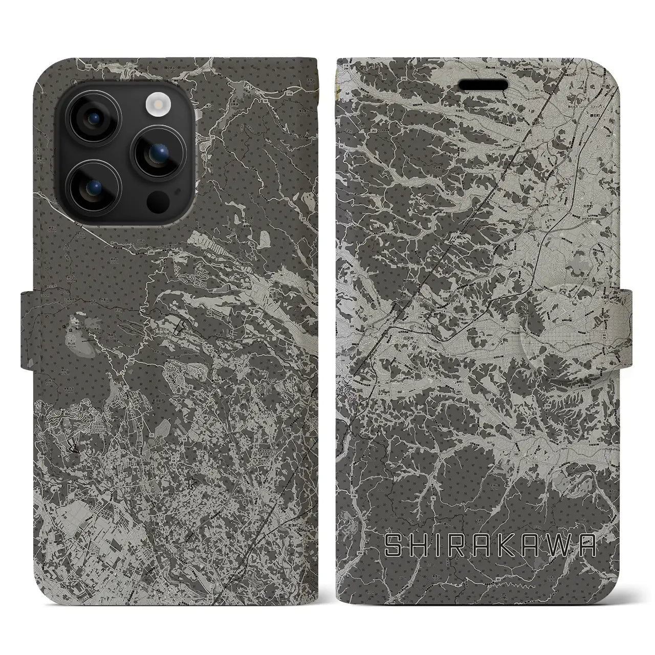 【白河(福島県)】地図柄iPhoneケース(手帳タイプ)