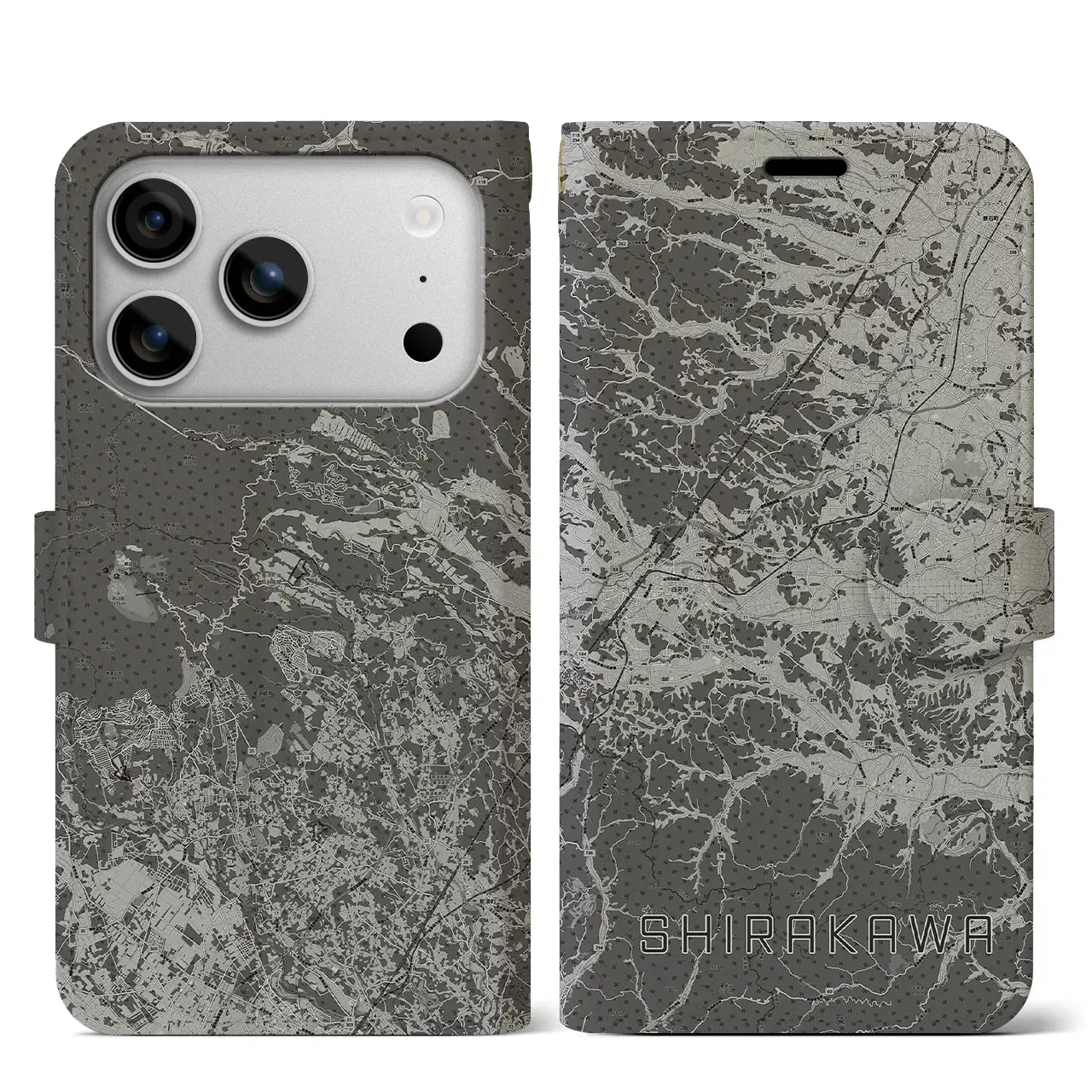 【白河(福島県)】地図柄iPhoneケース(手帳タイプ)