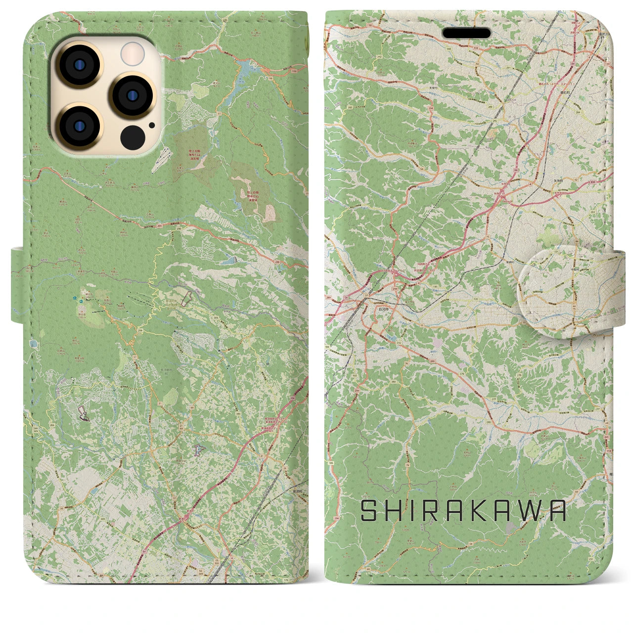 【白河(福島県)】地図柄iPhoneケース(手帳タイプ)