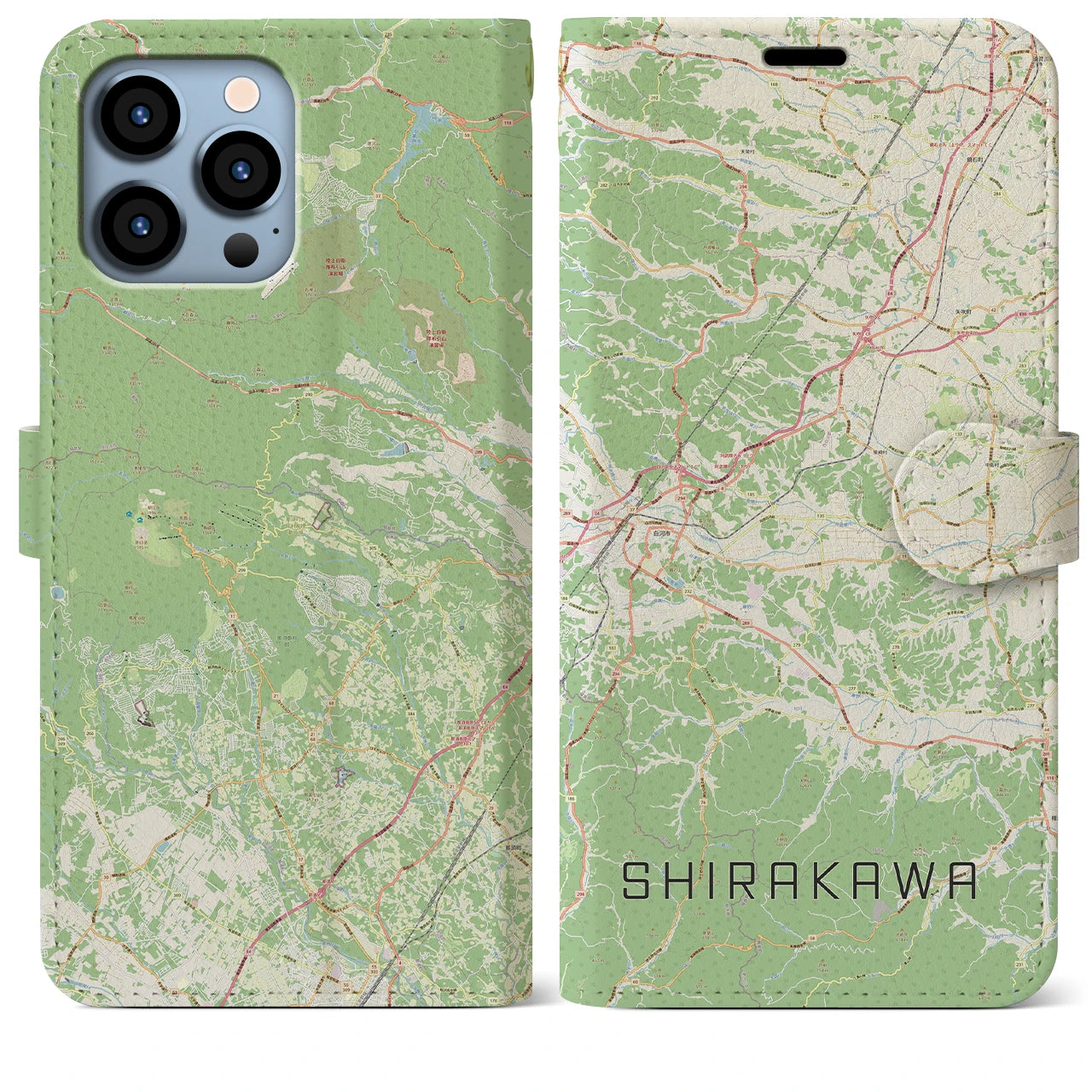 【白河(福島県)】地図柄iPhoneケース(手帳タイプ)