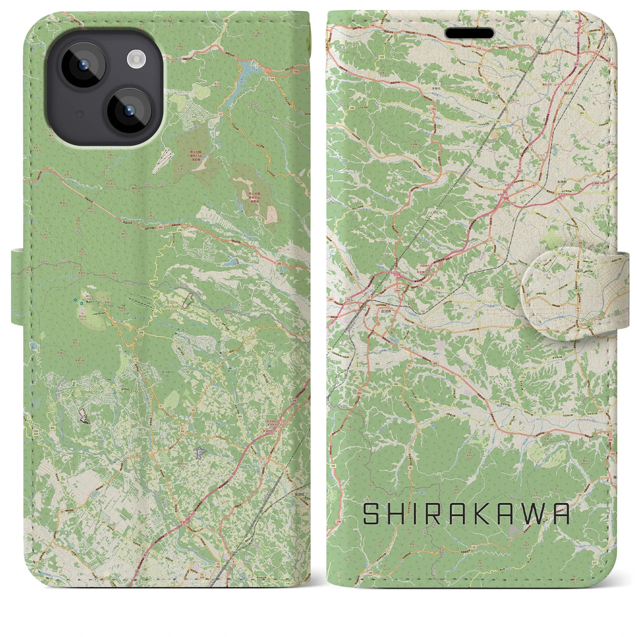 【白河(福島県)】地図柄iPhoneケース(手帳タイプ)