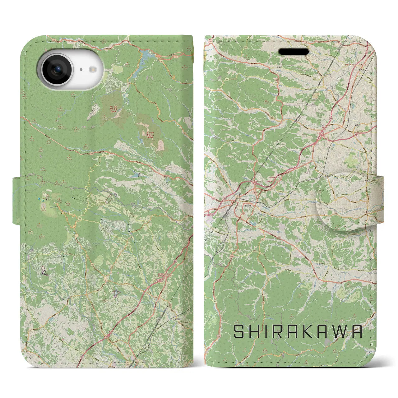 【白河(福島県)】地図柄iPhoneケース(手帳タイプ)