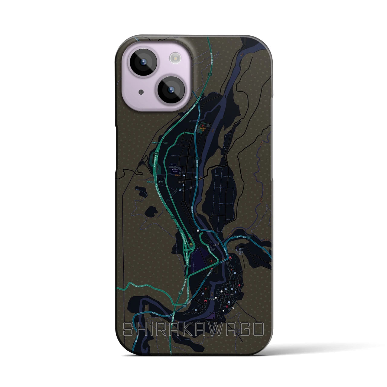 【白川郷(岐阜県)】地図柄iPhoneケース(バックカバータイプ)