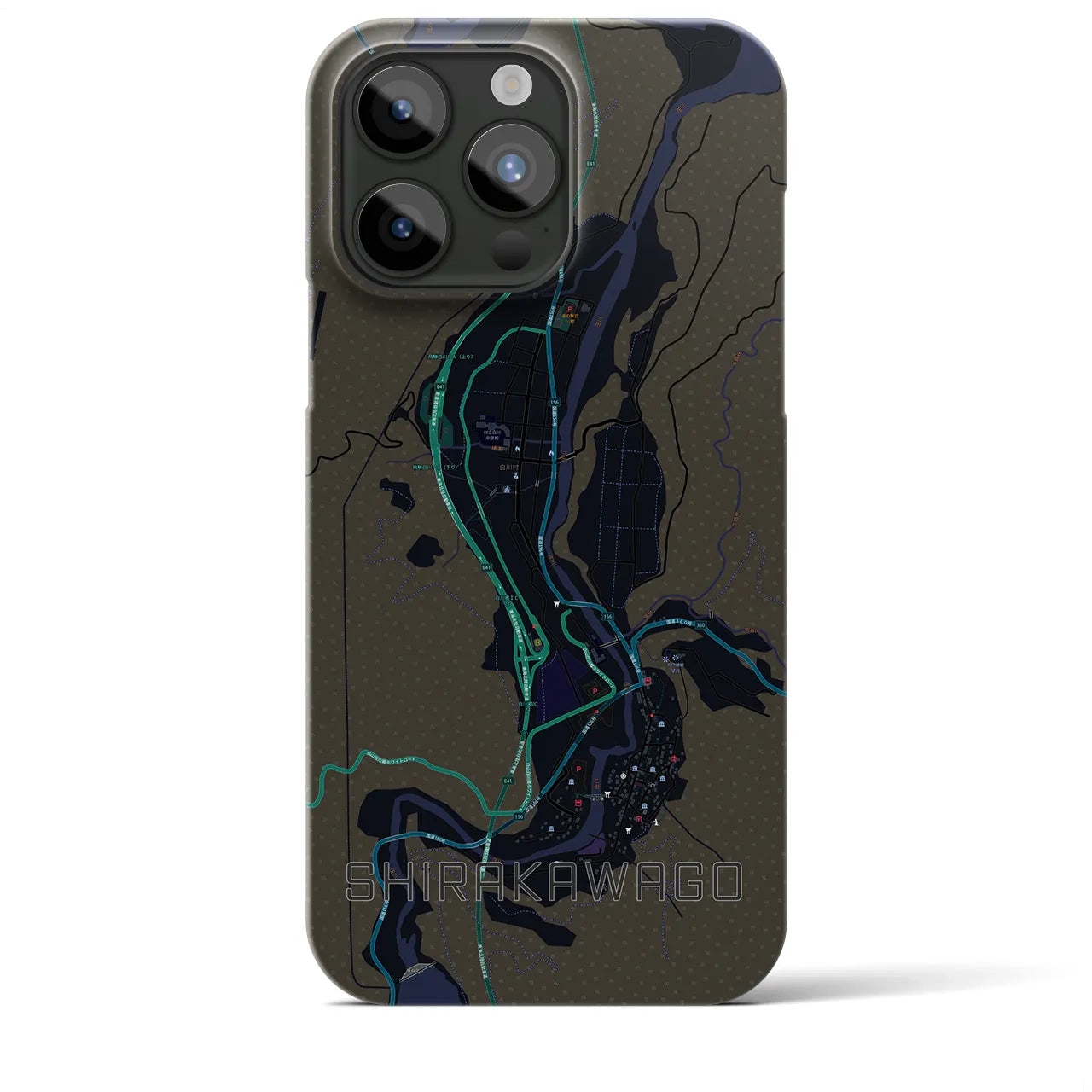 【白川郷(岐阜県)】地図柄iPhoneケース(バックカバータイプ)