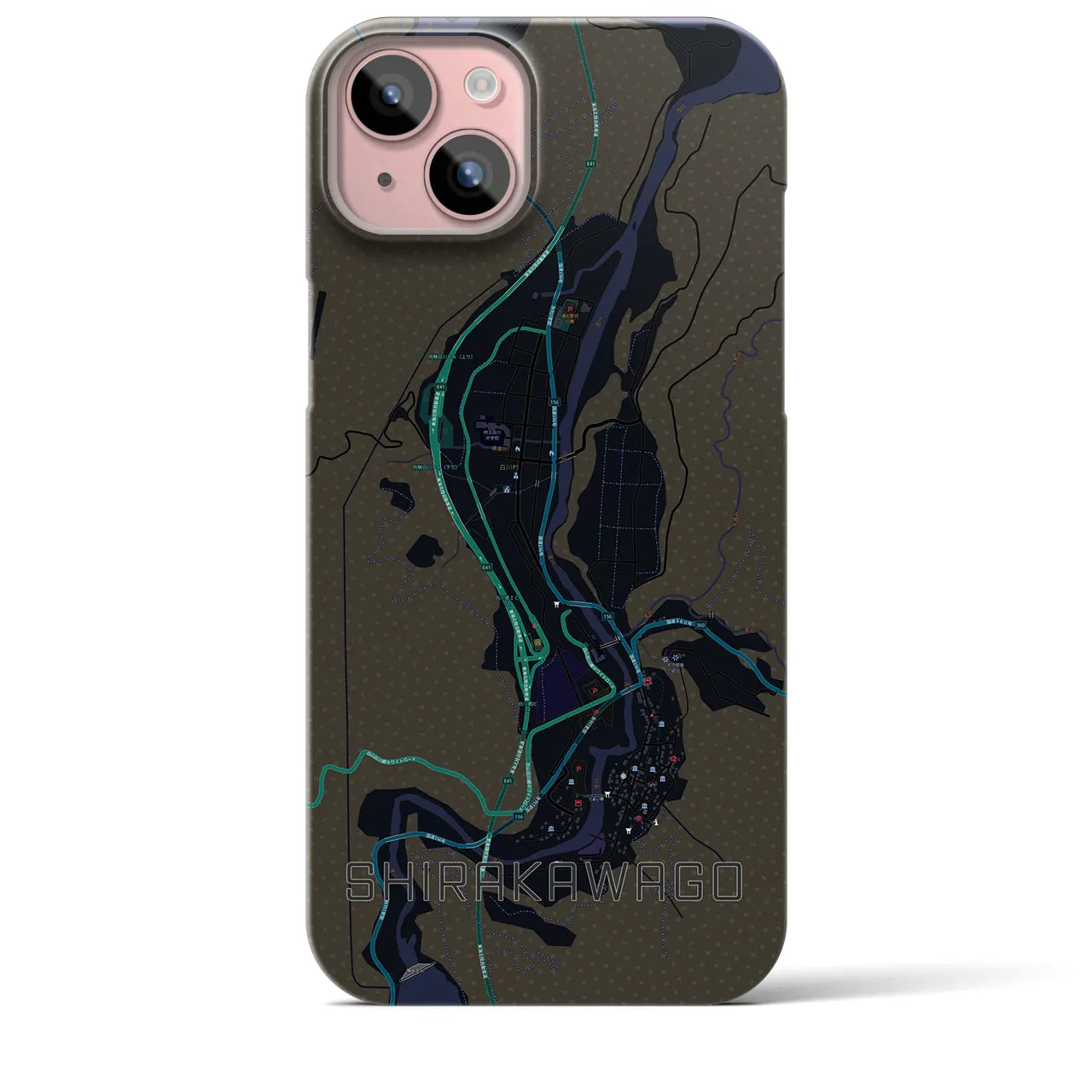 【白川郷(岐阜県)】地図柄iPhoneケース(バックカバータイプ)