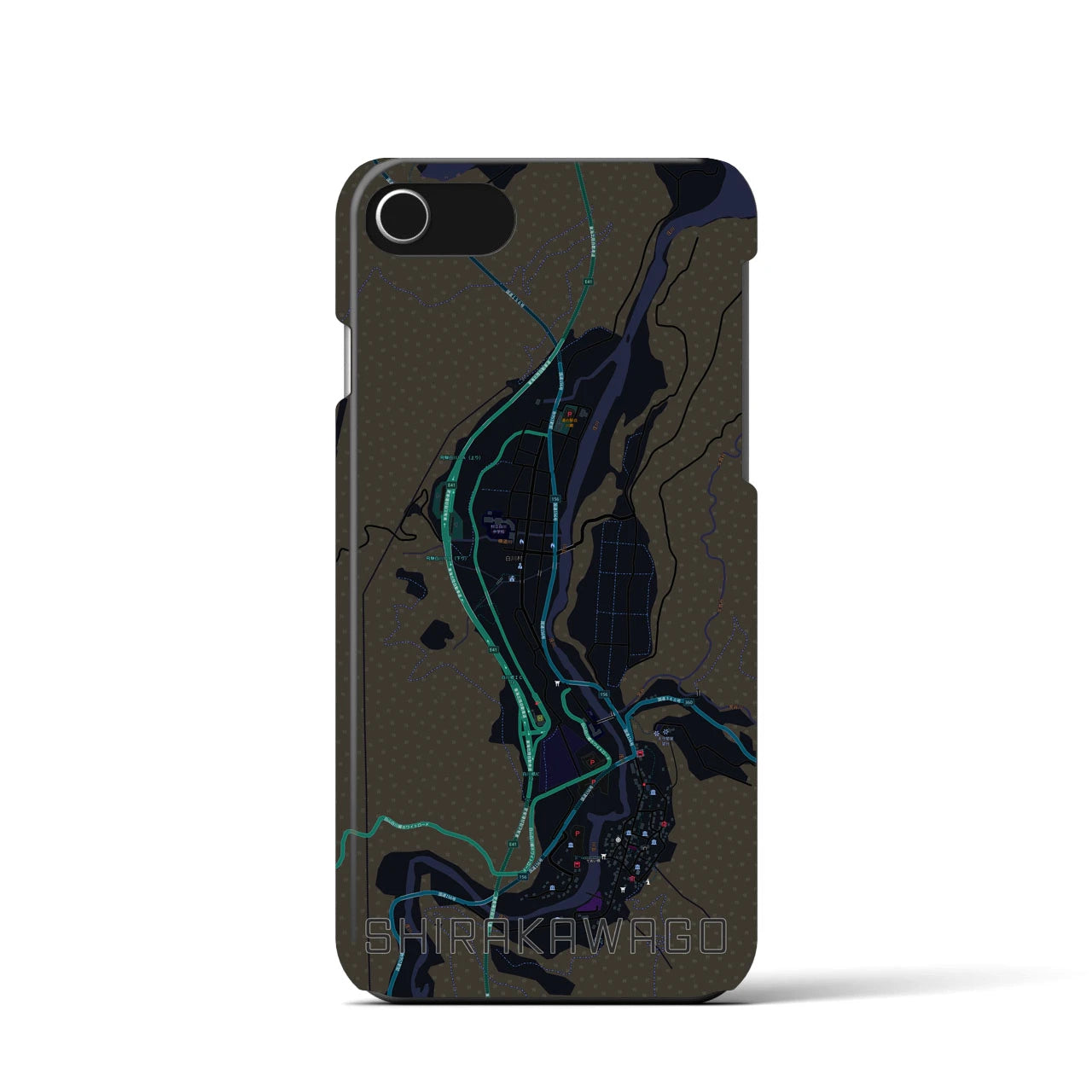 【白川郷(岐阜県)】地図柄iPhoneケース(バックカバータイプ)