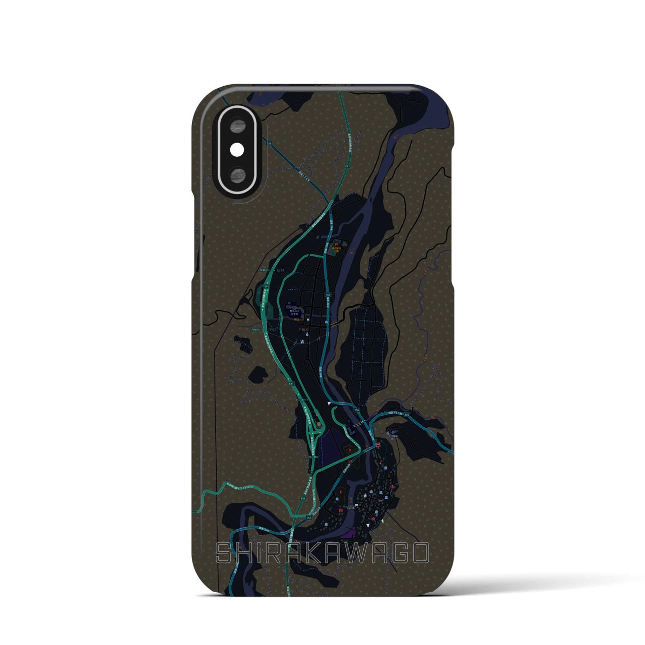【白川郷(岐阜県)】地図柄iPhoneケース(バックカバータイプ)