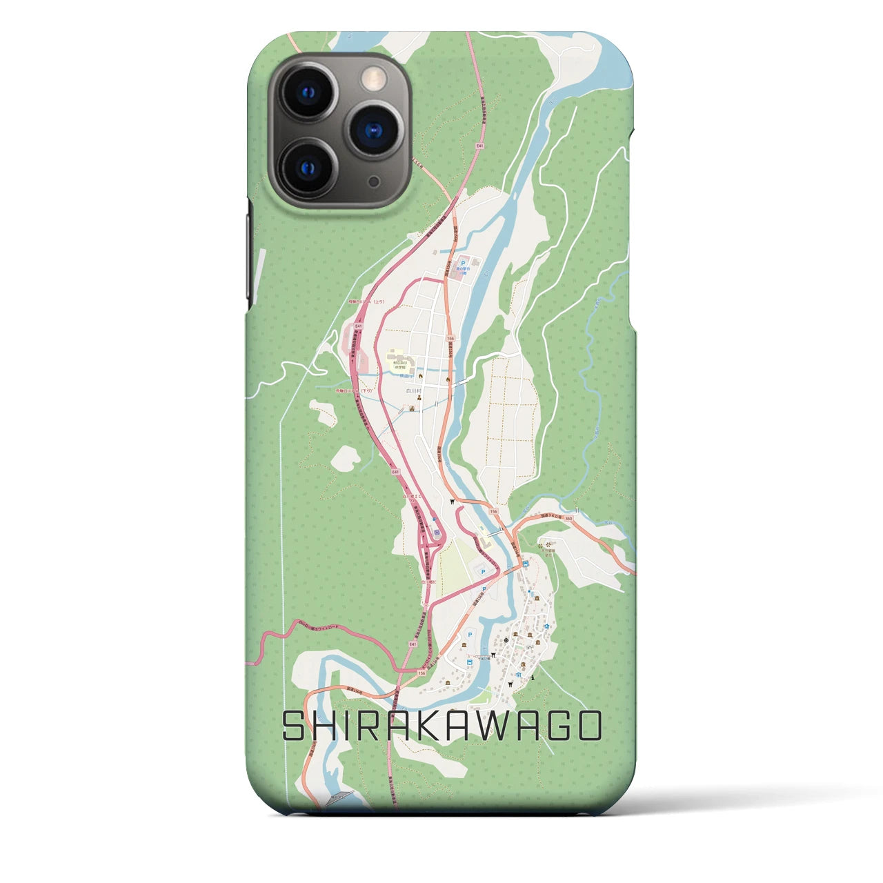 【白川郷(岐阜県)】地図柄iPhoneケース(バックカバータイプ)