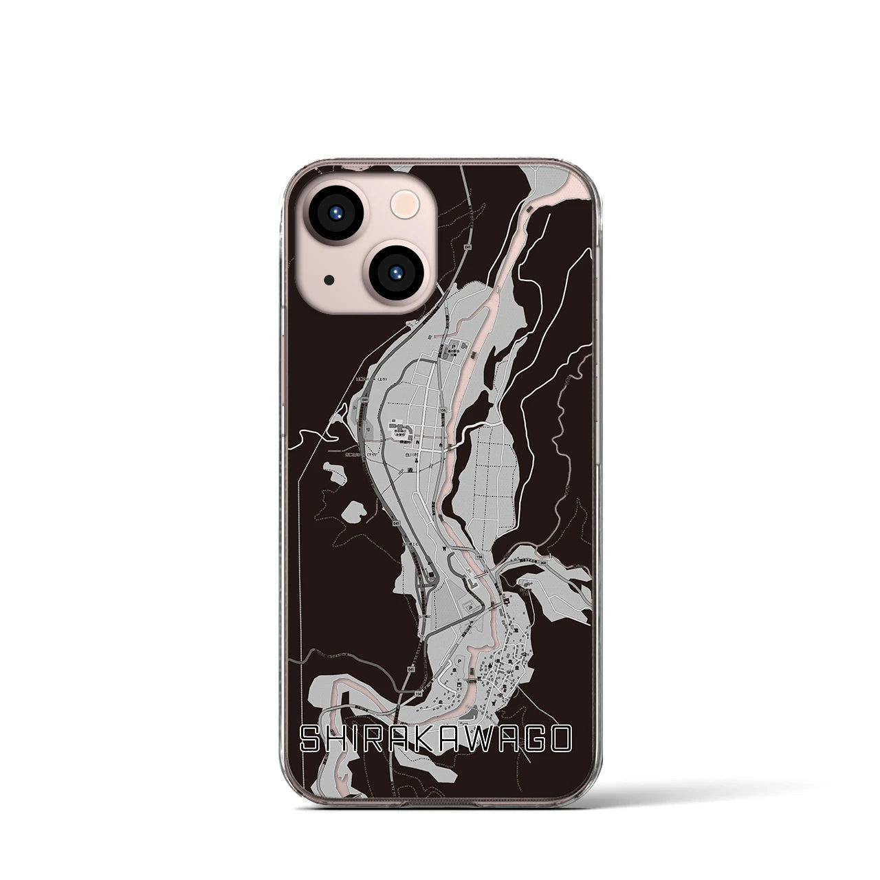 【白川郷(岐阜県)】地図柄iPhoneケース(クリアタイプ)