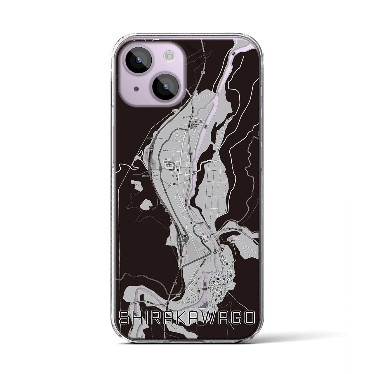 【白川郷(岐阜県)】地図柄iPhoneケース(クリアタイプ)