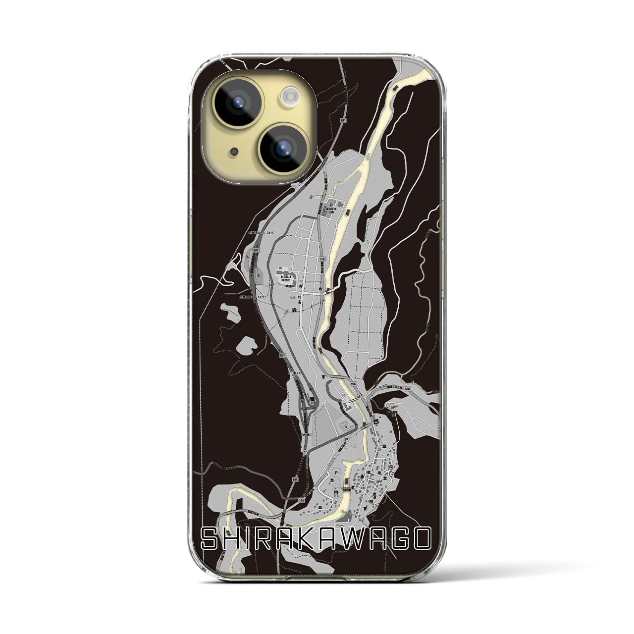 【白川郷(岐阜県)】地図柄iPhoneケース(クリアタイプ)