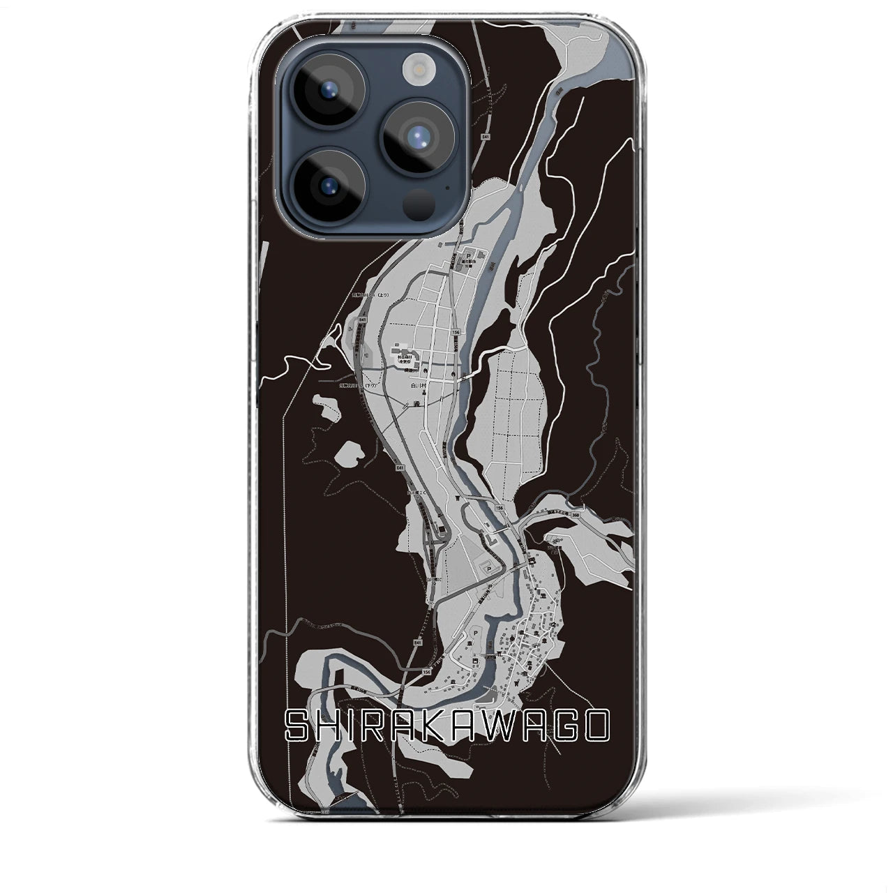 【白川郷(岐阜県)】地図柄iPhoneケース(クリアタイプ)