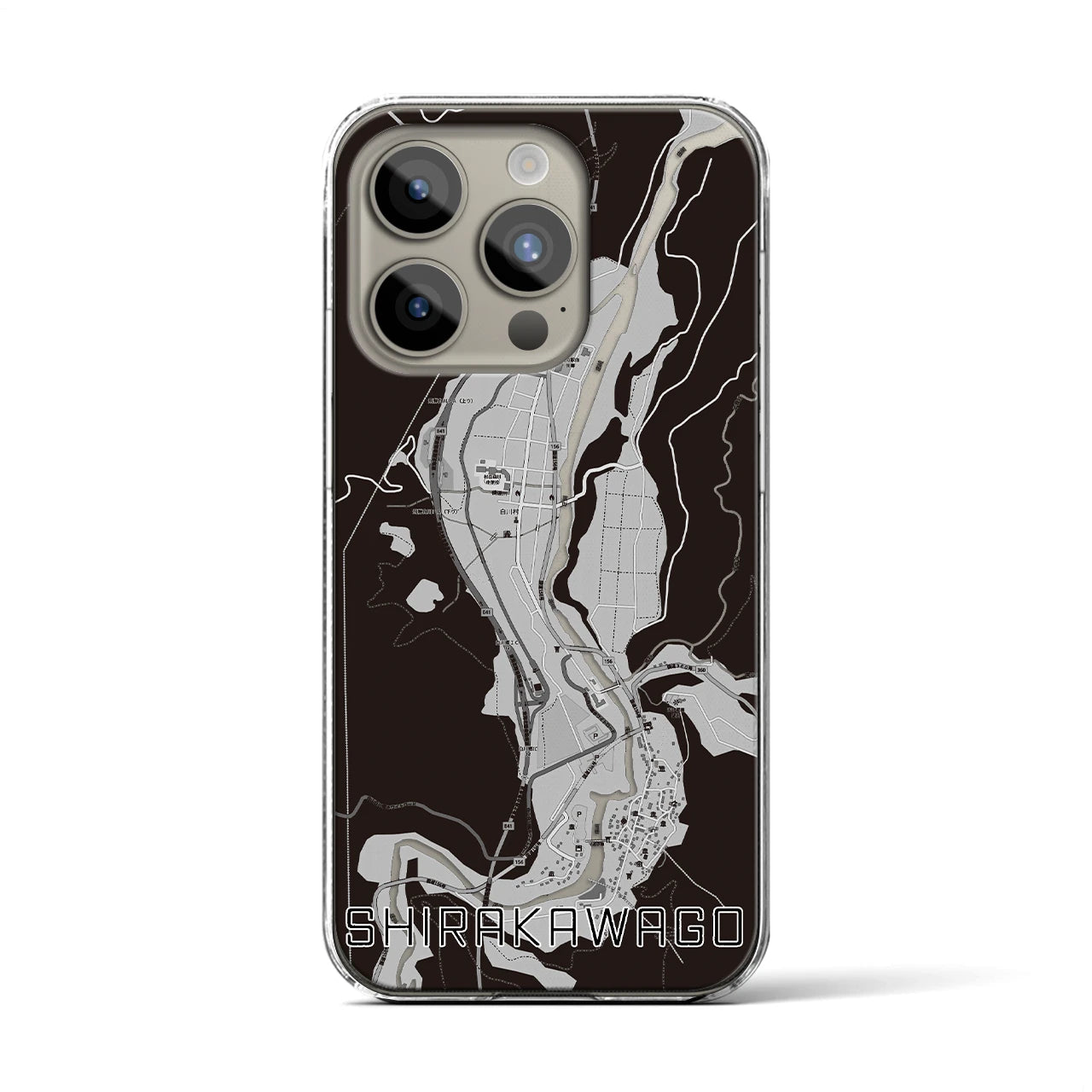 【白川郷(岐阜県)】地図柄iPhoneケース(クリアタイプ)