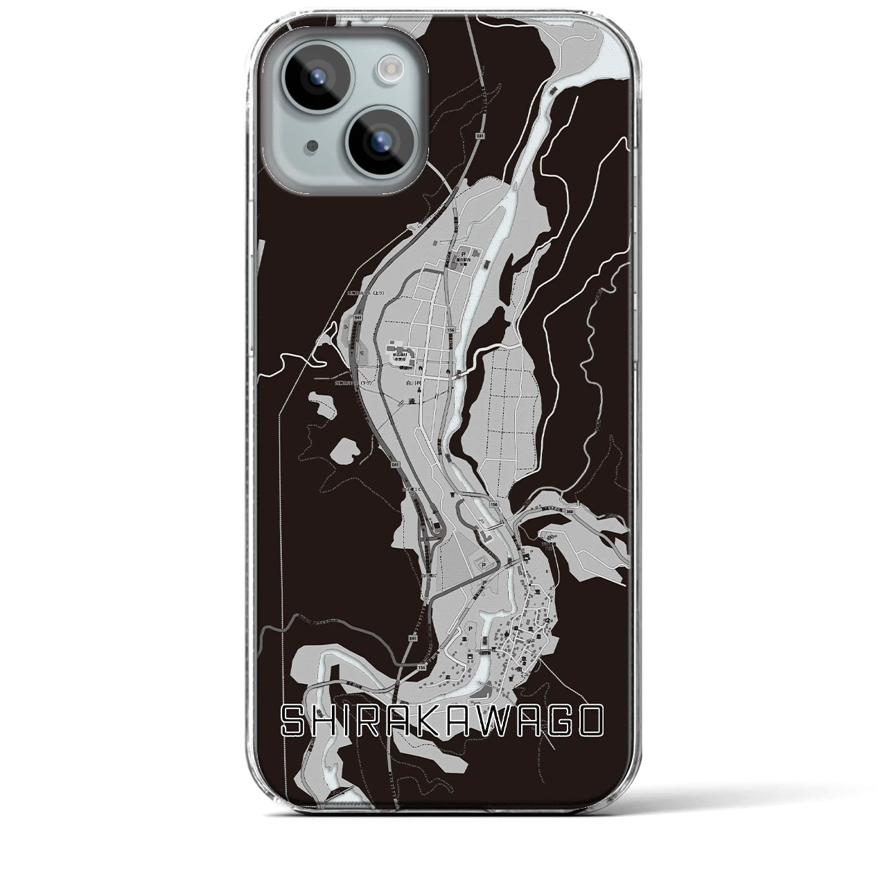 【白川郷(岐阜県)】地図柄iPhoneケース(クリアタイプ)