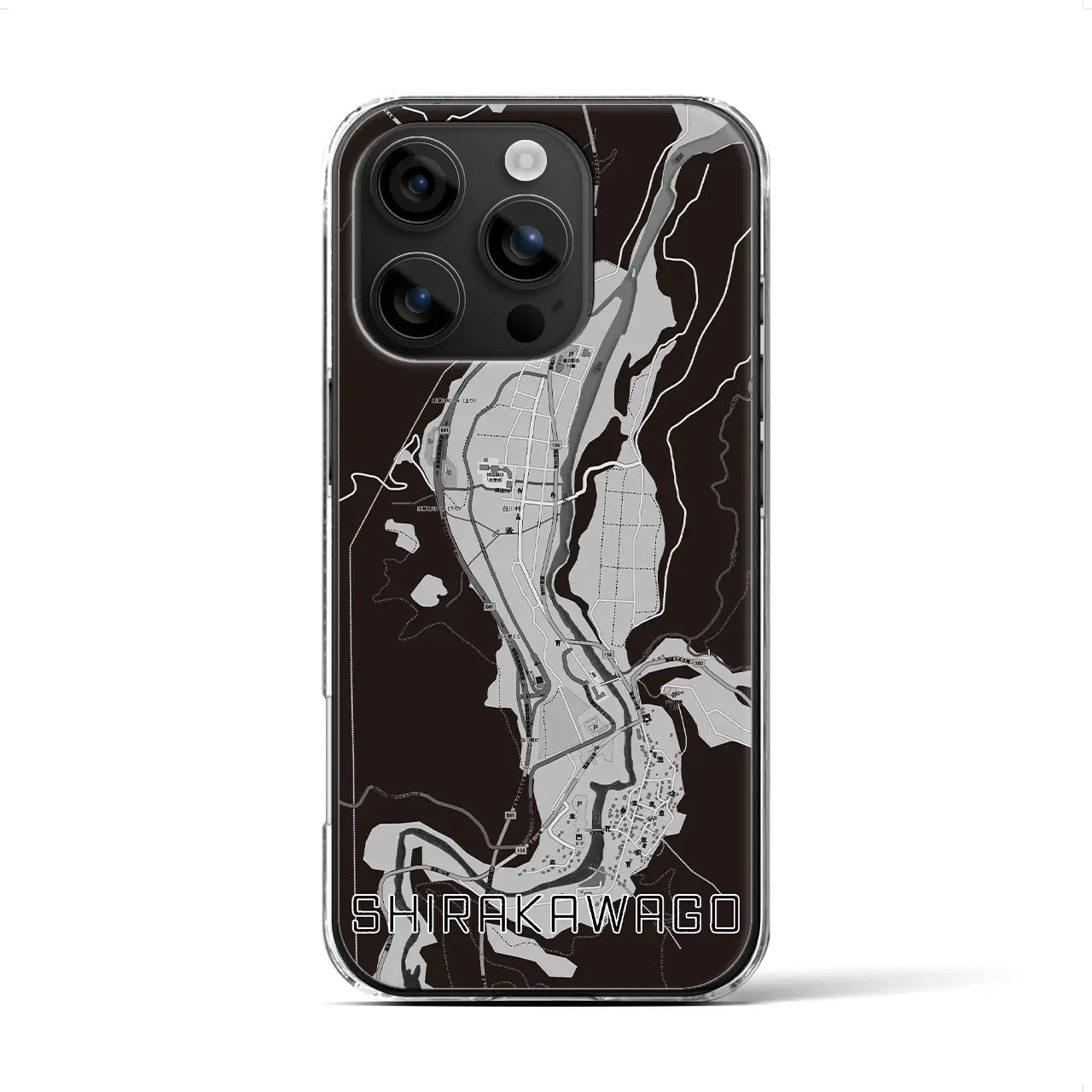 【白川郷(岐阜県)】地図柄iPhoneケース(クリアタイプ)