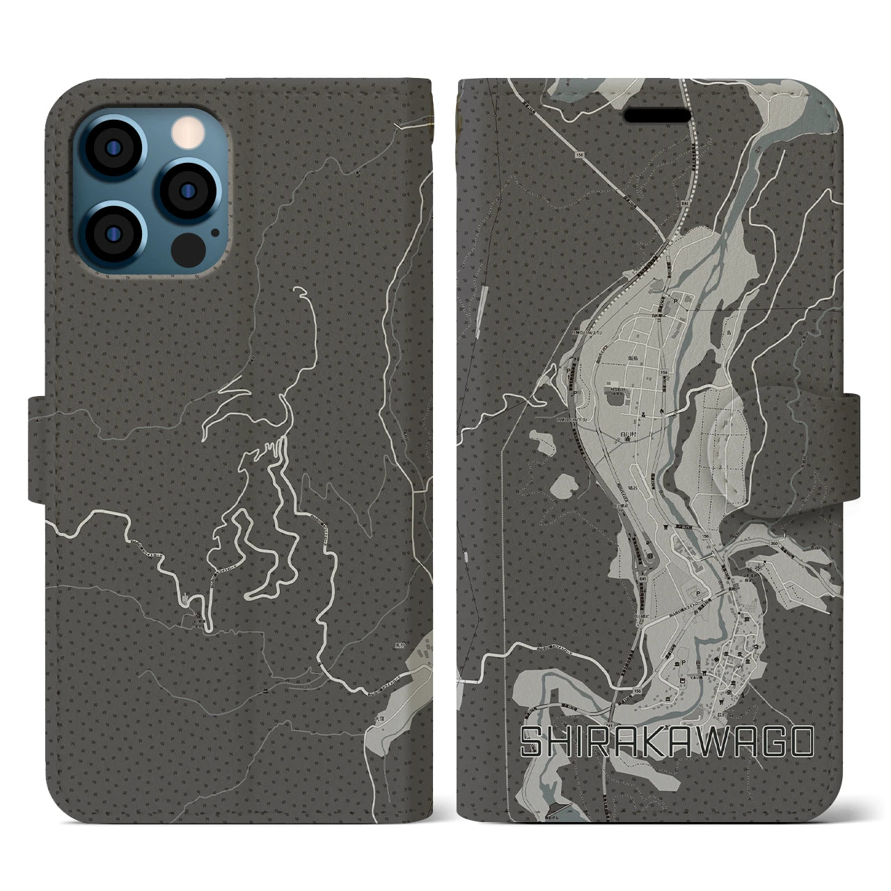 【白川郷(岐阜県)】地図柄iPhoneケース(手帳タイプ)