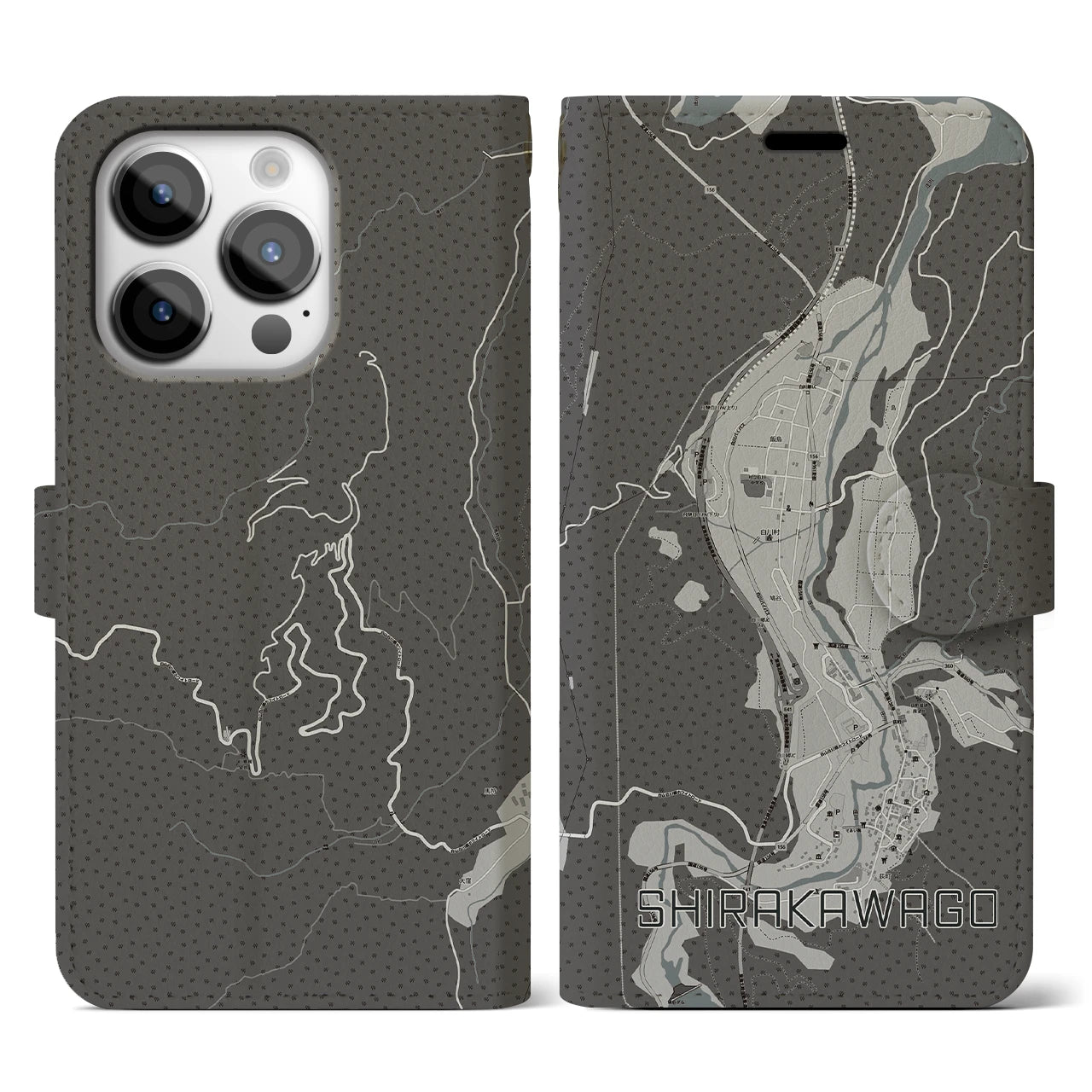 【白川郷(岐阜県)】地図柄iPhoneケース(手帳タイプ)