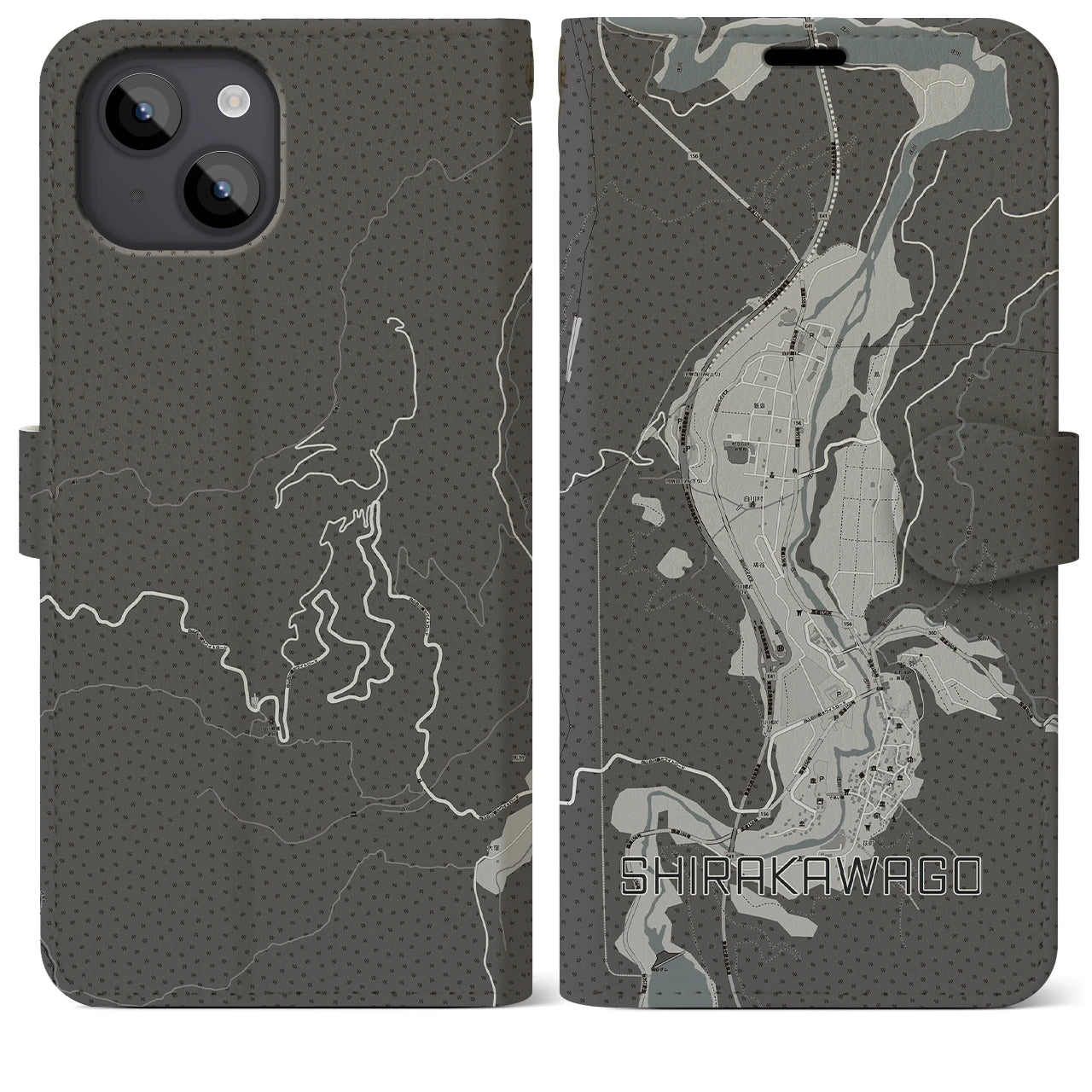 【白川郷(岐阜県)】地図柄iPhoneケース(手帳タイプ)