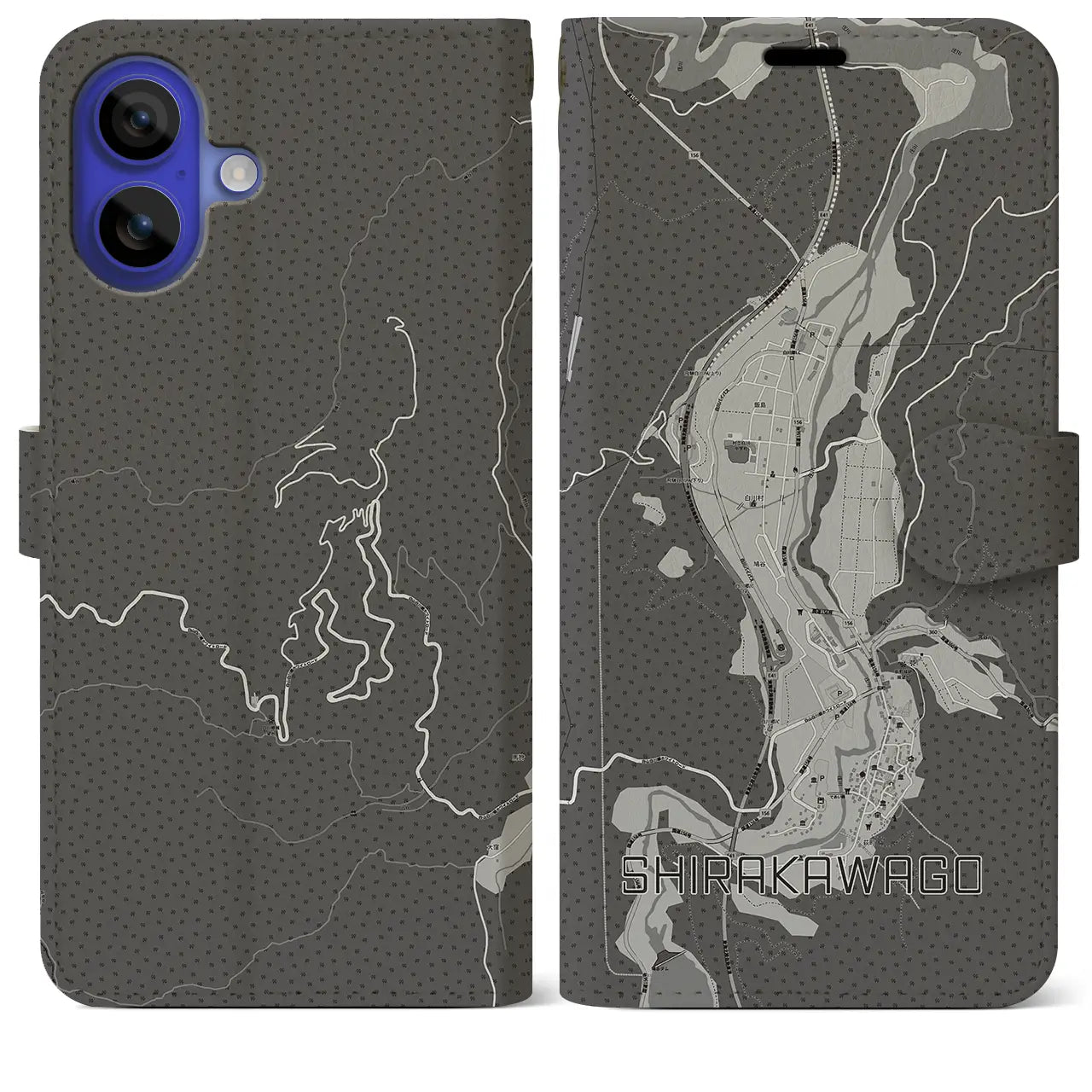 【白川郷(岐阜県)】地図柄iPhoneケース(手帳タイプ)